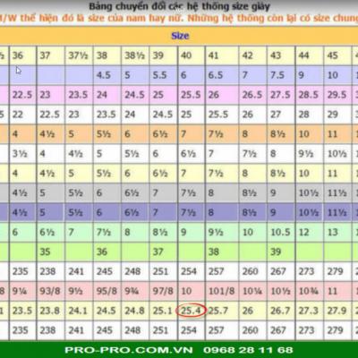 HƯỚNG DẪN CÁCH CHUYỂN ĐỔI SIZE GIÀY BẢO HỘ LAO ĐỘNG